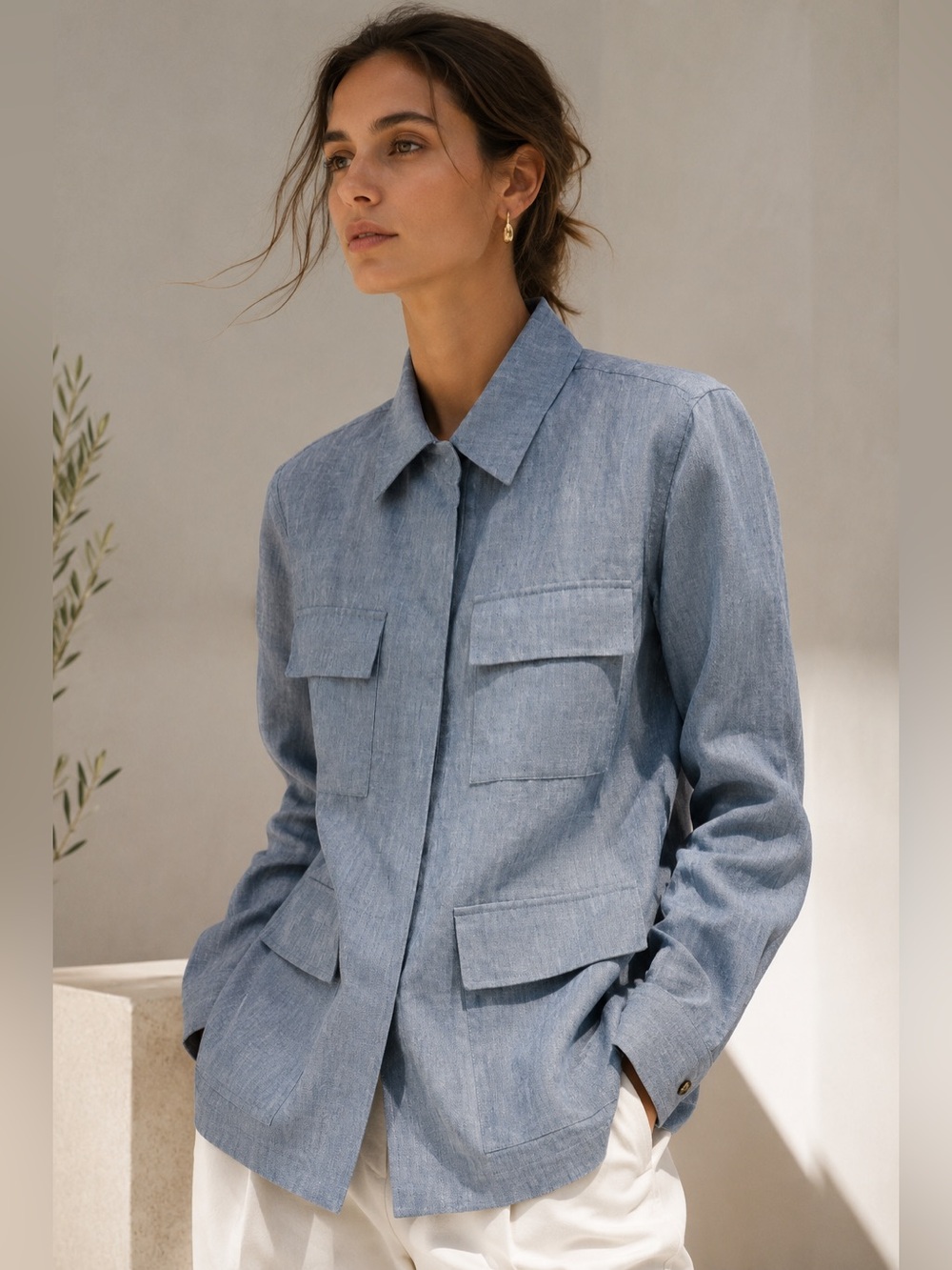 VTG Valstar Milano Penny Jay Linen Safari Utility Jacket IT 40 US 4